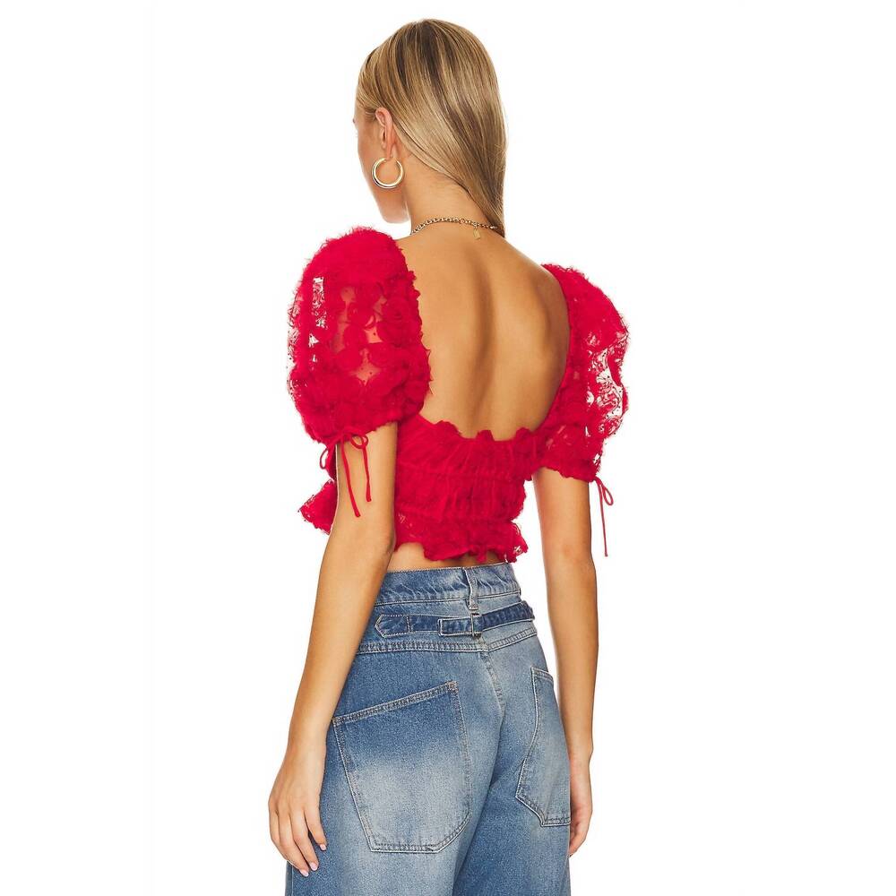 NEW FOR LOVE & LEMONS hannah crop top in red - Picture 3 of 5